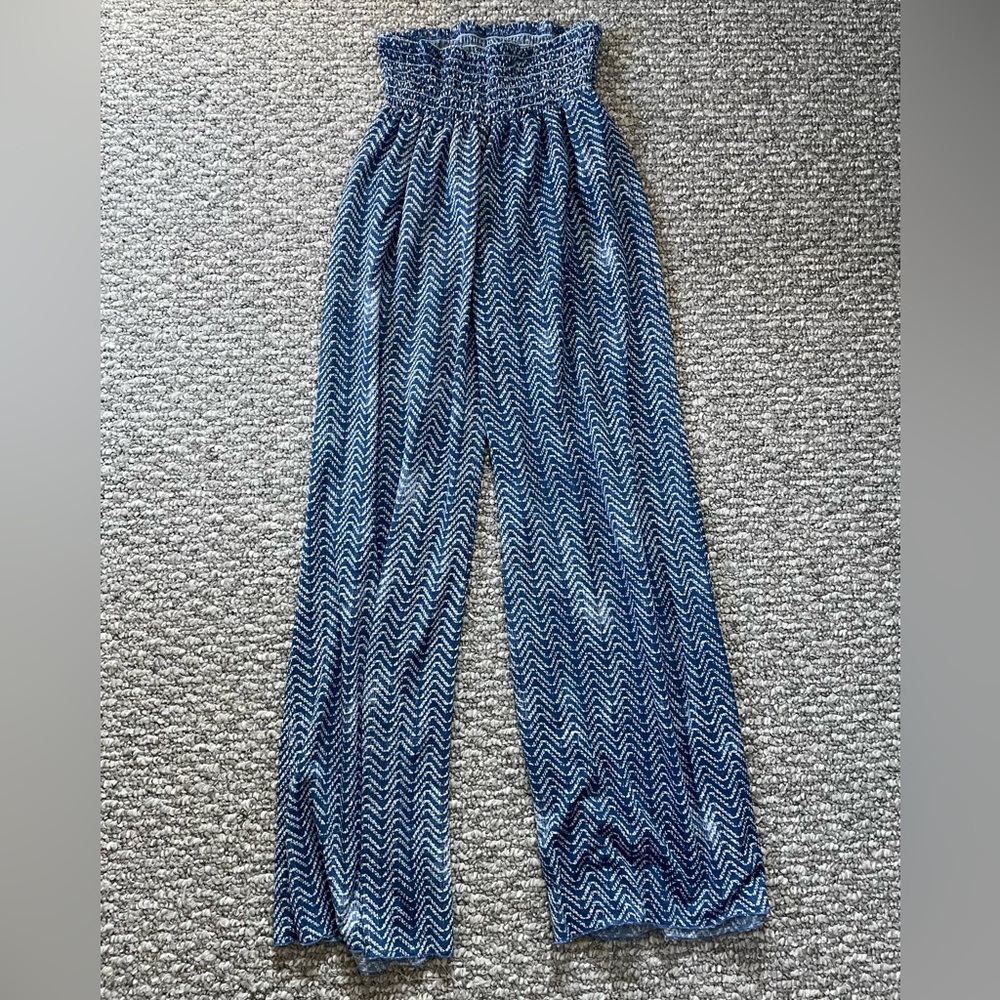 Elan Blue and White Textured Pants